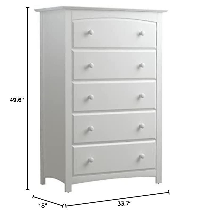 White Storkcraft Kenton 5 Drawer Dresser